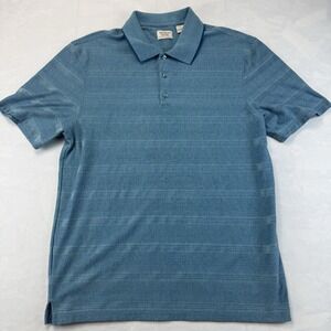 Vintage Hudson River Heritage Classics Polo Shirt Men's Large Blue Striped Golf